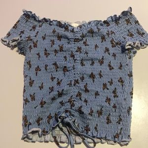 Blue and orange Butterfly Smocked Shirt